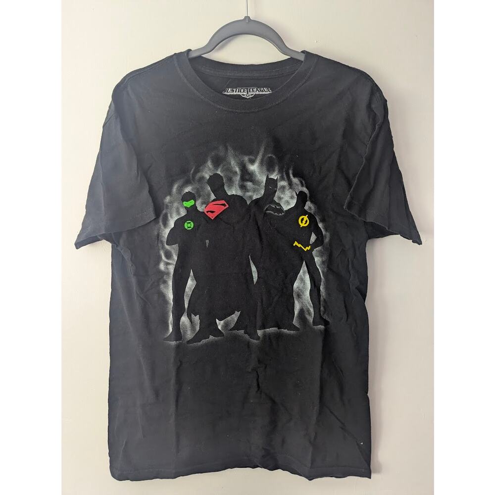 Justice League DC Comics Graphic T-Shirt Black Men Medium Batman Superman Flash